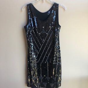 Black Sequin Tank Dress